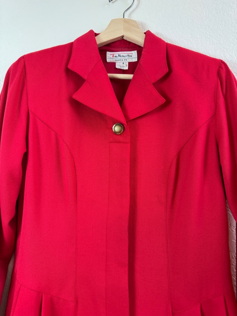 Talbots Red Long Sleeve Tailored Dress Coat with Gold Buttons